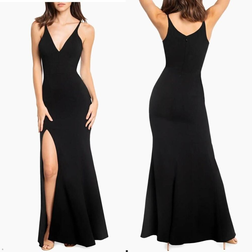 NWT Dress The Population Iris Sleeveless Mermaid Gown Black L $198